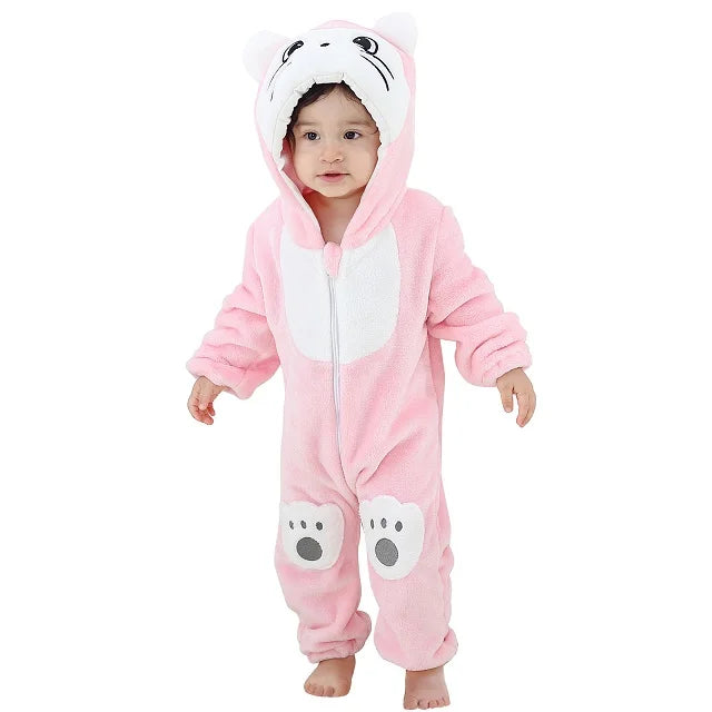 MICHLEY Halloween Winter Baby Rompers Hooded Flannel Cosplay Toddler Infant Clothes Bodysuits Jumpsuit Costume For Girl Boy