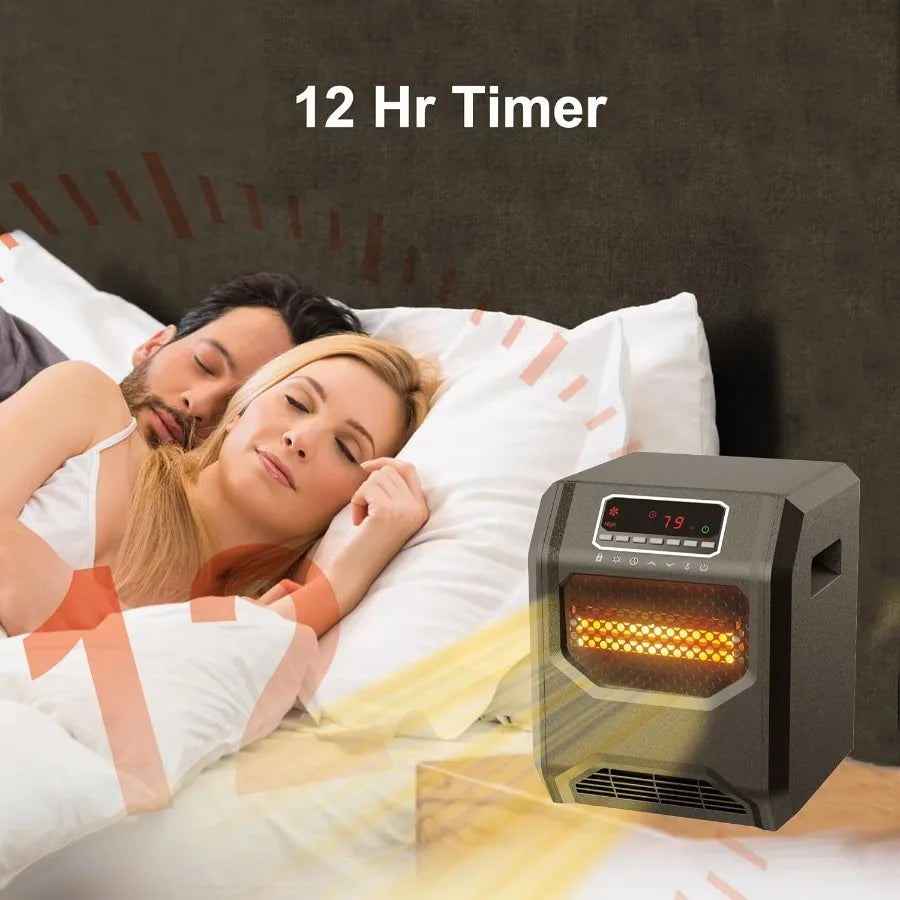 Infrared Space Heater 3 Mode 1500 W Electric heater with 6 Quartz Infrared Element Child Lock Timer Remote for Indoor Use