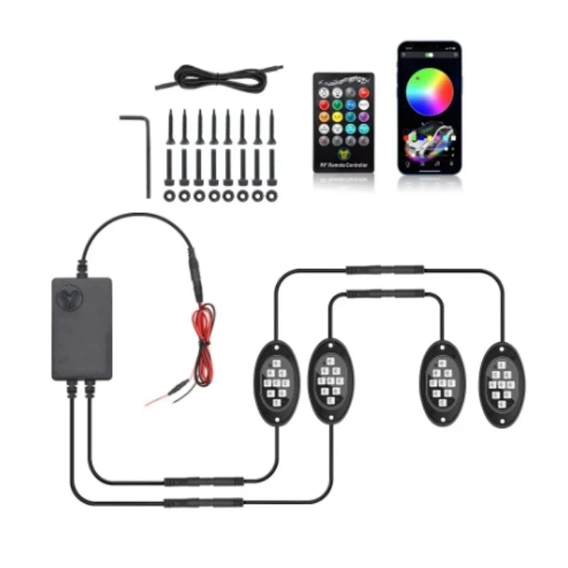 4/6/8/10 Pods, RGB LED Rock Lights For Trucks, APP/Remote Control & Music Mode, For Pickup Off Road RZR SUV ATV UTV Car