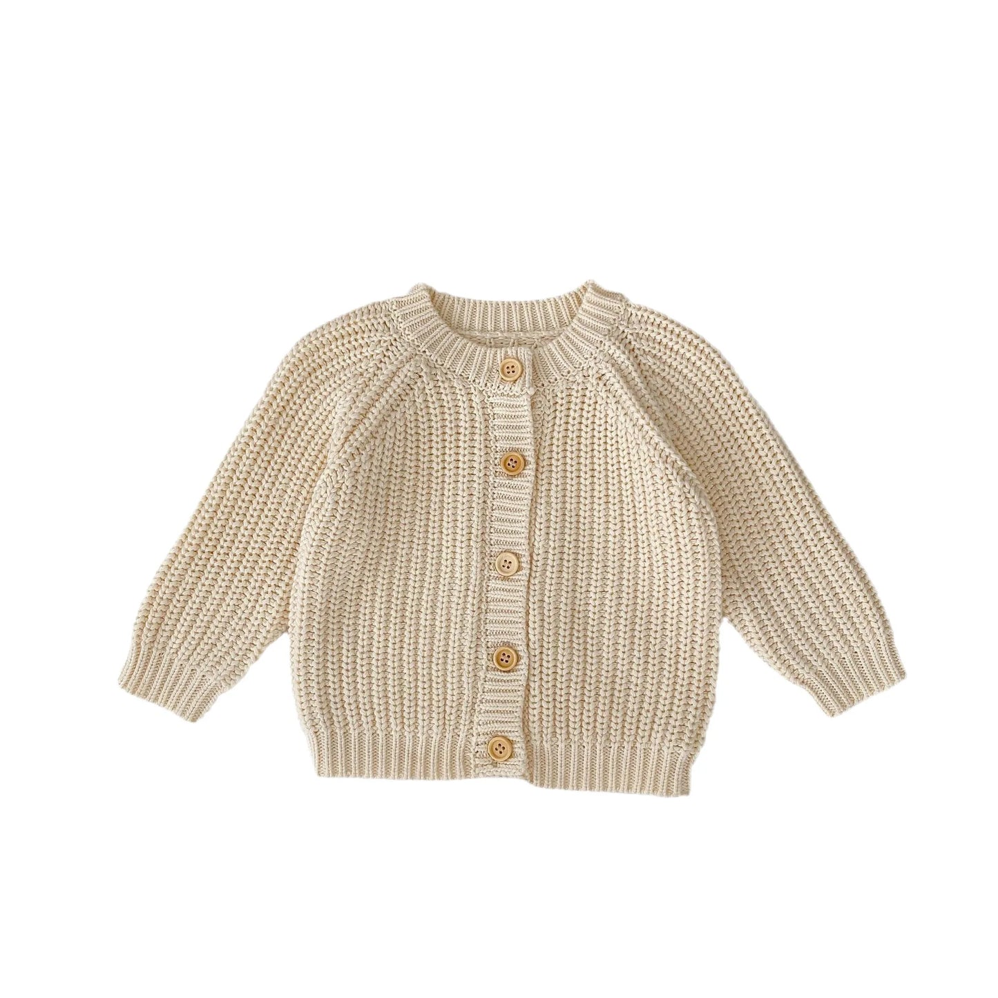 New autumn baby clothing, 0-3 year old girls and children's beige knitted long sleeved jacket, cardigan sweater
