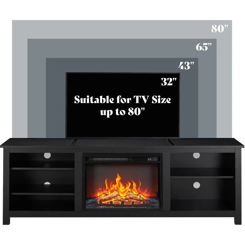 Fireplace TV Stand, Wood Texture Entertainment Center with 23'' Electric Fireplace, Farmhouse Entertainment Stand Media