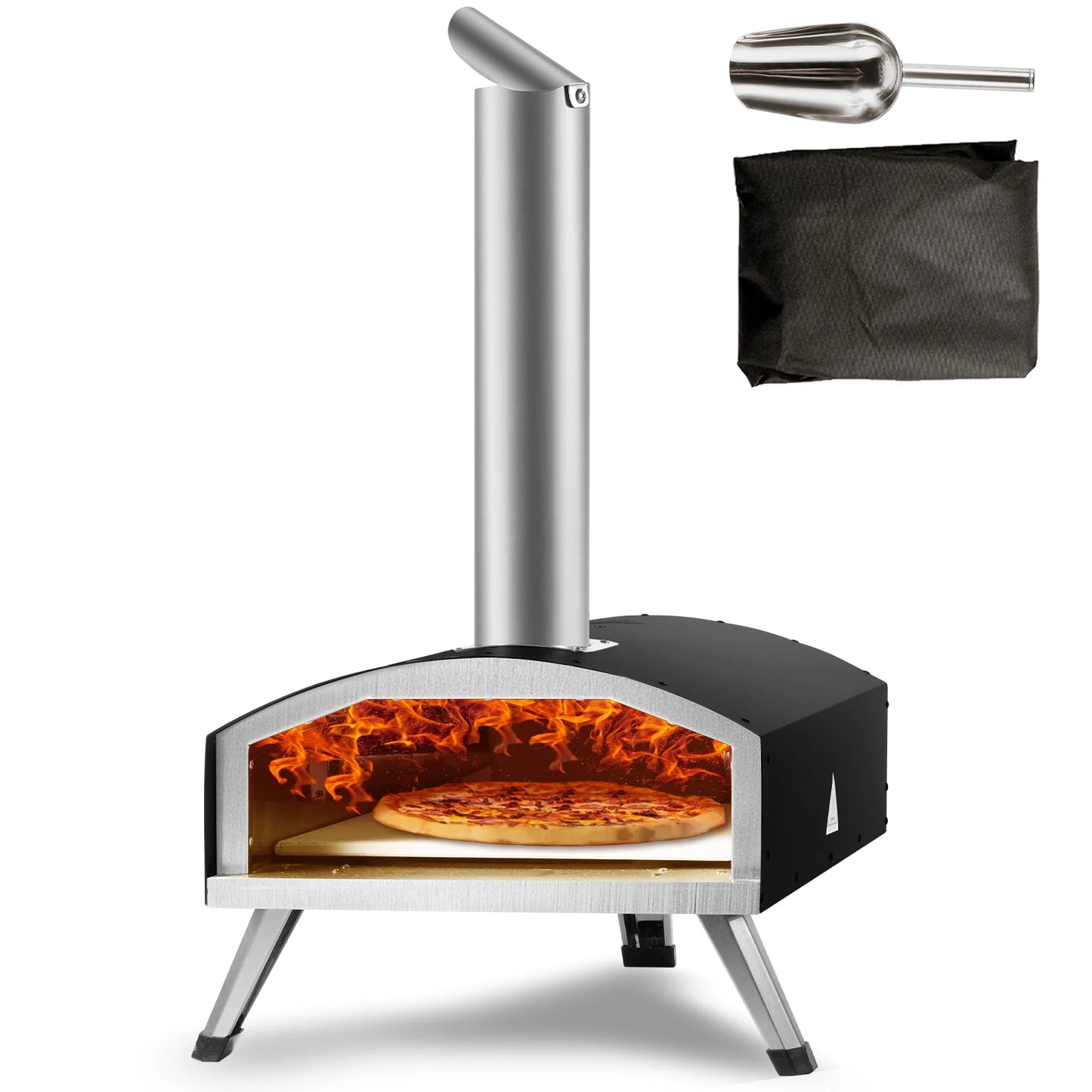 12 inch Outdoor Oven Charcoal Fired Maker Portable Outside Stainless Steel Grill & Pizza Waterproof for Backyard Camping