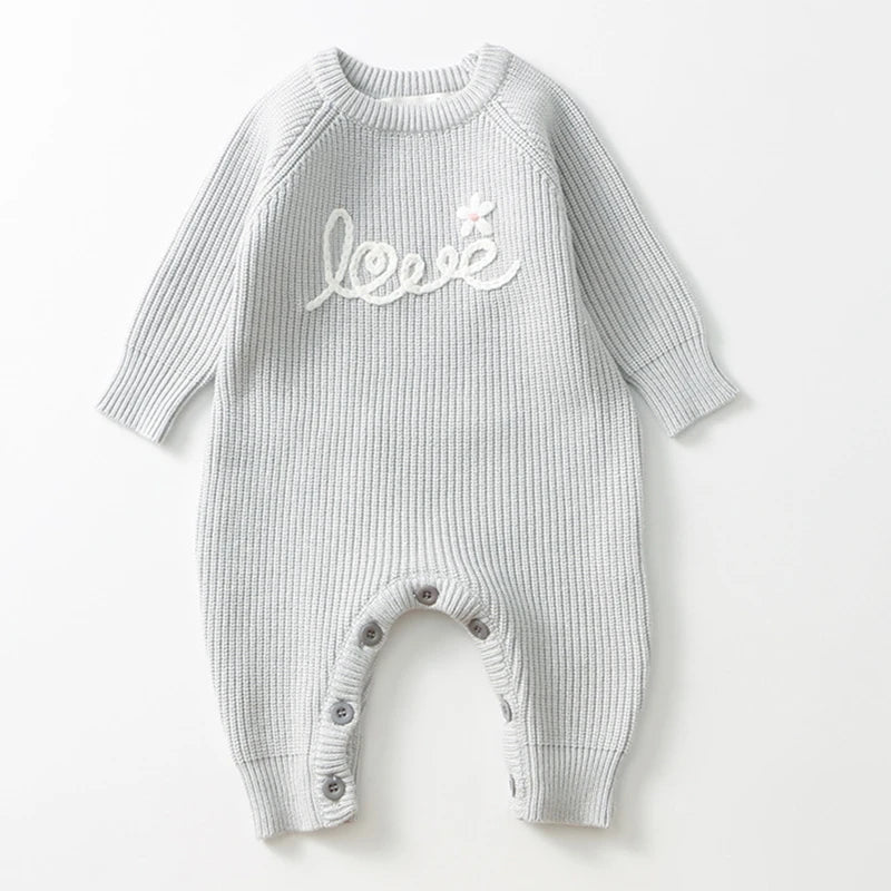 0-24M Warm Baby Clothing Knit Romper Newborn Romper Infant Toddler Boy Girl Long Sleeve Jumpsuit Embroidery Fall Spring Outfits