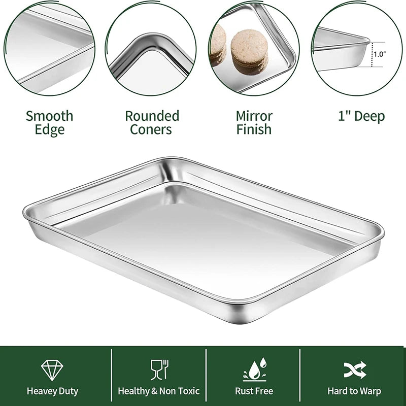 Stainless Steel Baking Sheet with Cooling Rack Set 12×16 Inch Oven/Dishwasher Safe for Baking Cooling Draining