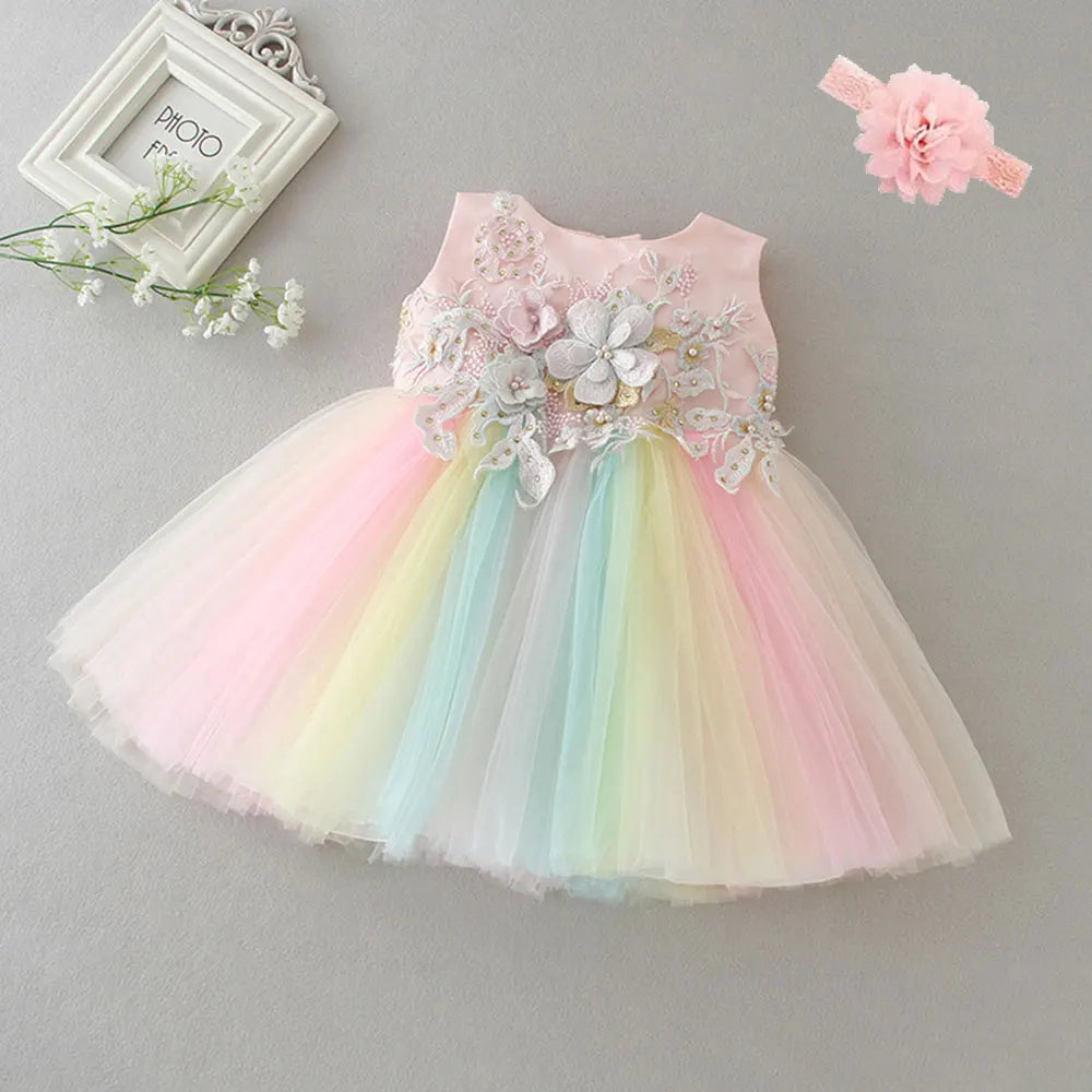 Hetiso Baby Girls Dress Long Sleeve Kids First Birthday Ball Gown Infant Dresses for Baptism Bridesmaid party 3-24 month