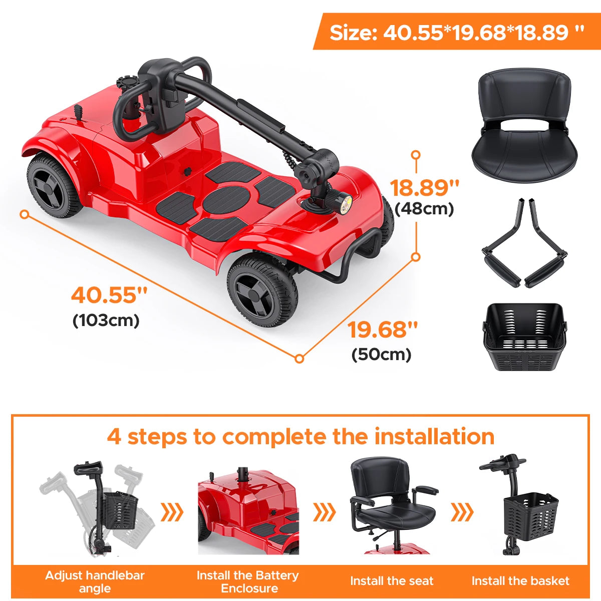 ENGUIE Four-Wheeled Electric Scooter, 250 W, 24 V 12 AH, 6.2 MPH Max Speed, 15.5 Miles Range, Ideal For Short Trips and Urban Living