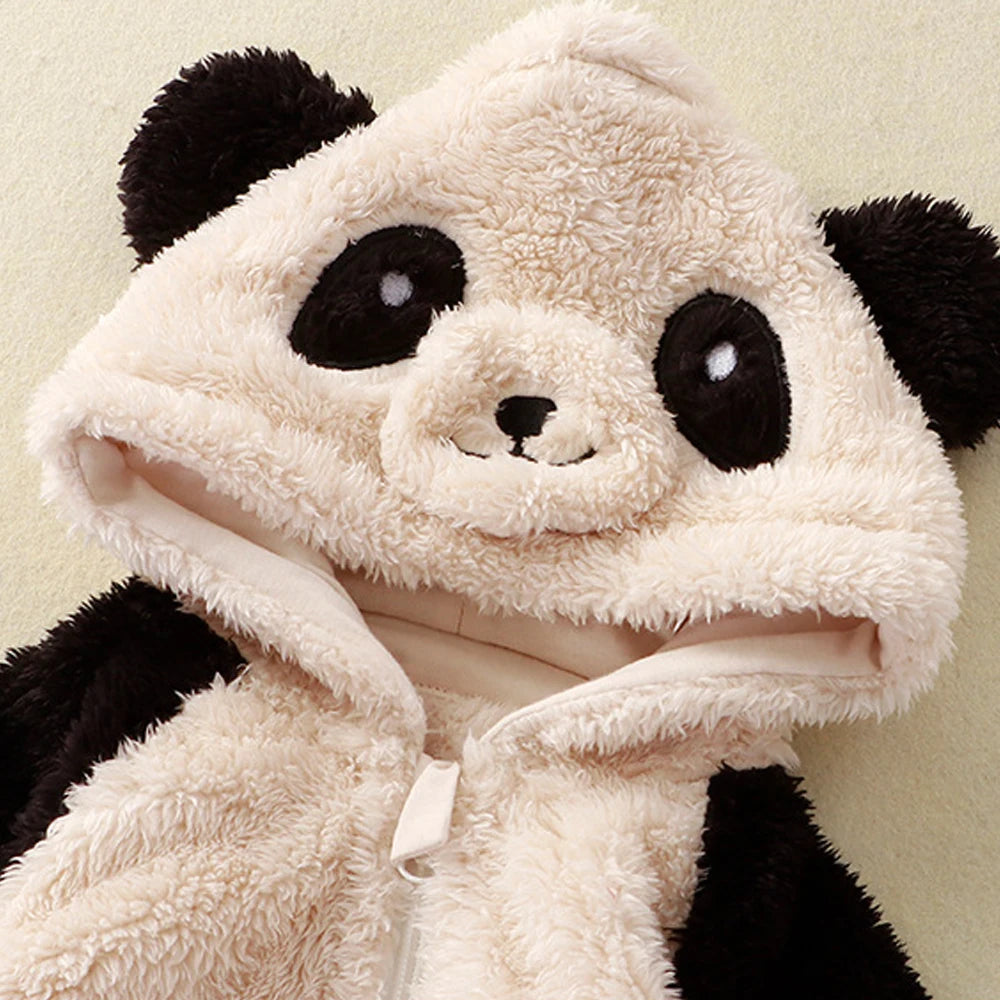 Newborn Baby Jumpsuits Hoodie Romper Girls Boys Clothes Panda Cute Long Sleeve Clothing Keep Warm Kids Outfit