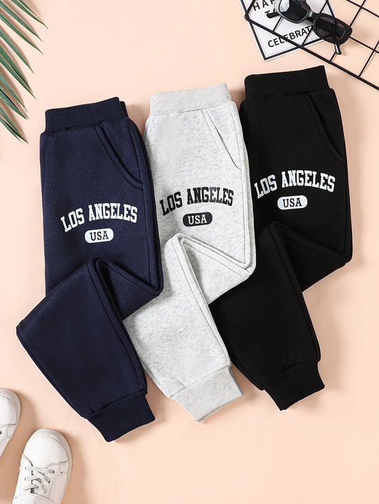 3 Pack Boys Jogger Pants Letter Print Autumn Winter Casual Sports Bottoms Children Comfortable Outfit