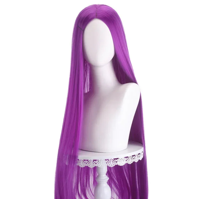 Long Straight Cosplay Wig 100 cm Center Parting Central Split Blond Pink Red Purple Heat Resistant Synthetic Hair Wigs