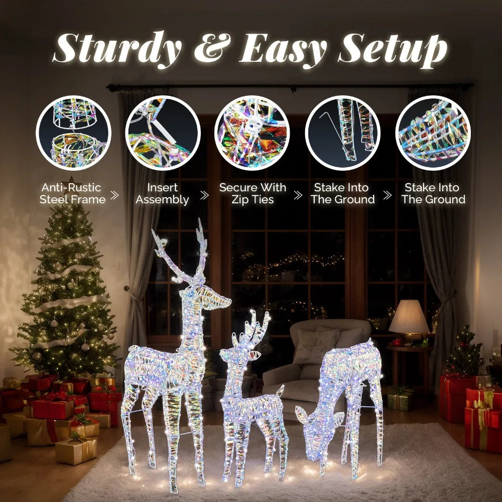 3 Piece Christmas Reindeer Family Lighted Deer for In/Outdoor Yard Decoration