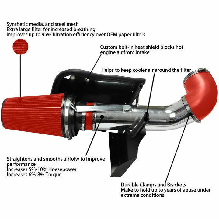 4" Cold Air Intake System Heat Shield for 1999-2006 GMC Chevy V8 4.8L 5.3L 6.0L for 2001-2006 Silverado 3500 with 6.0L V8 Engine