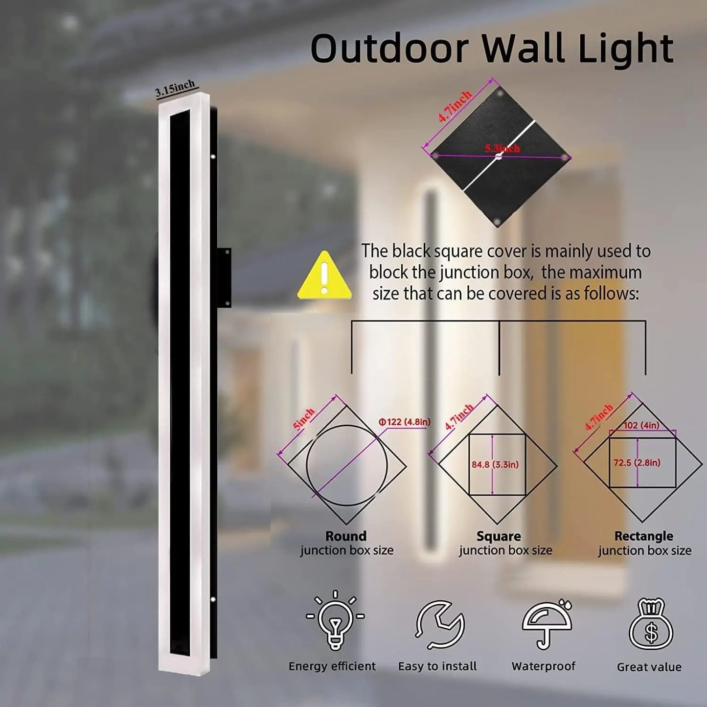 Long Wall Lamp Modern LED Waterproof IP 65 Outdoor Wall Mount Lighting Fixture Garden Porch Sconce Lantern Sconces Luminaire