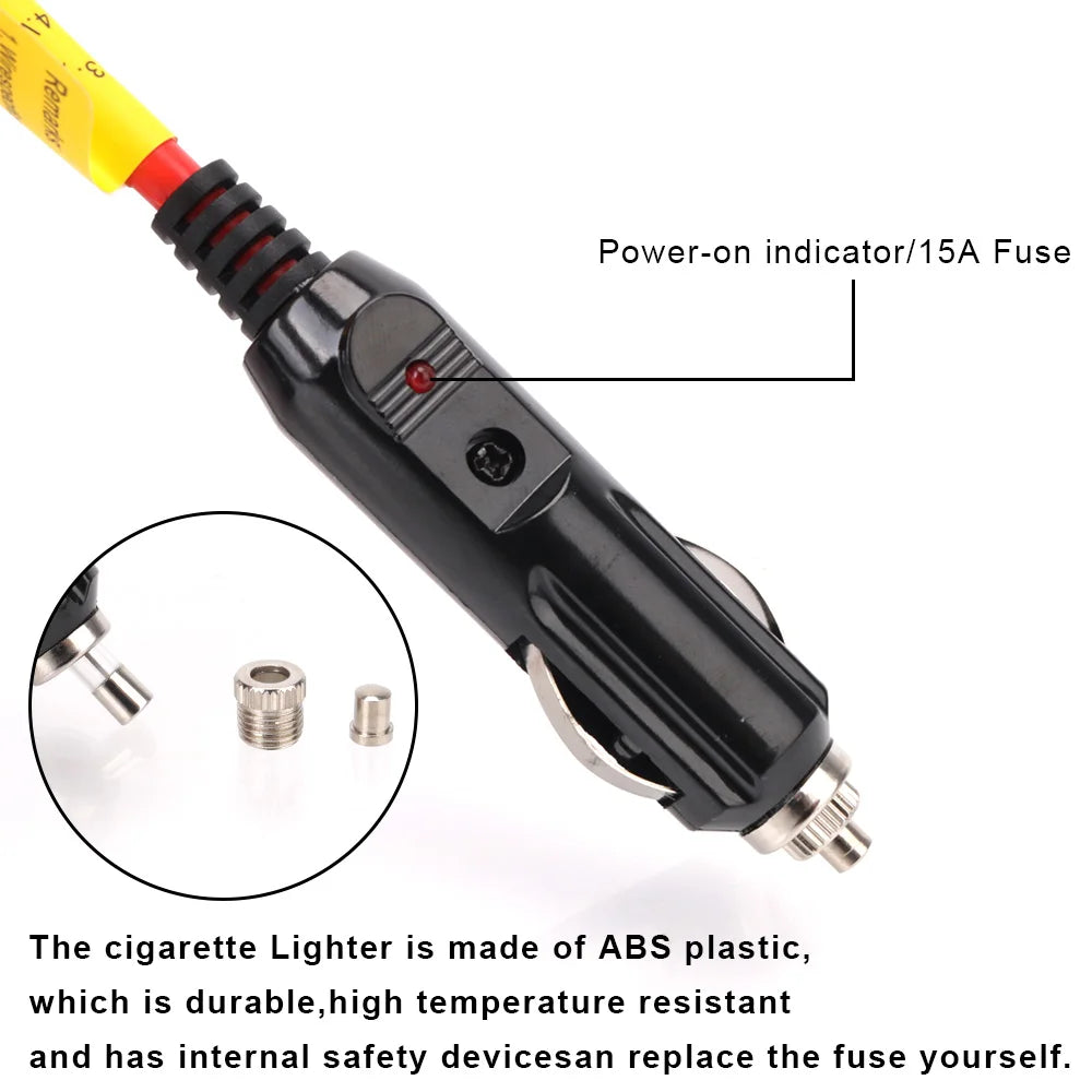 3.6m Cable Car Power Adapter Extender 15 A Fuse Indicator 12 ft Cord Extension 12 V 24 V Auto Chargers Cigar Lighter / Socket Plug