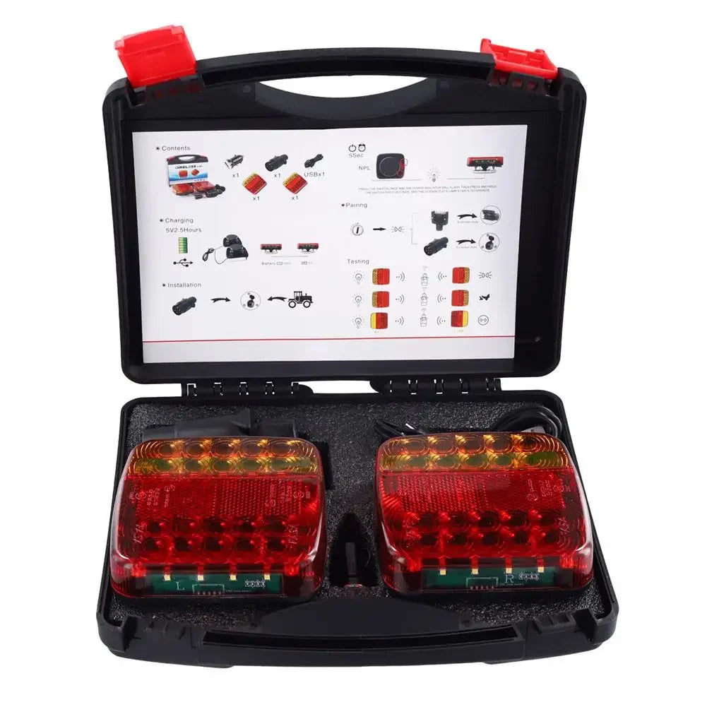 2 Piece Magnetic Wireless Trailer Lights Waterproof Reflective Lens Truck LED Taillights Towing Light Kit For Truck RV Camper Boat