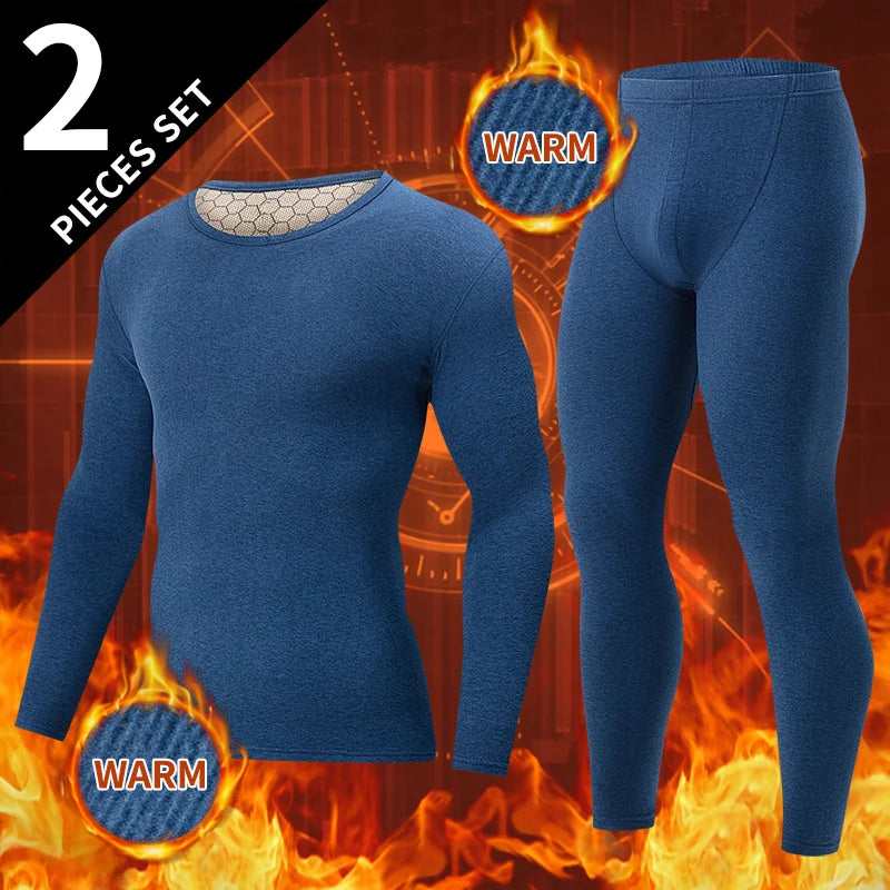 2-Piece Men's Fashion Autumn Clothes And Long-sleeved Trousers Set For Teenagers' Thermal Underwear At The End Of Autumn And Win