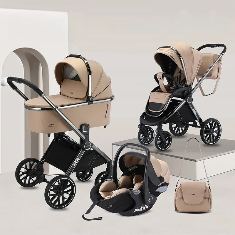3IN1 High Landscape Baby Cart with Safety Seat, Bidirectional Baby Cart, One Button Folding, Comes with Mommy Bag