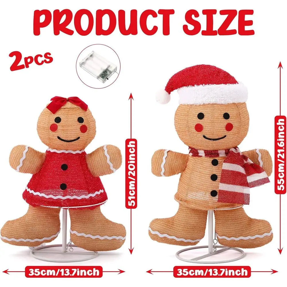 Illuminated 3 D Gingerbread Man Outdoor Christmas Decoration, Collapsible Pop-Up for Holiday Yard & Garden, Suitable for Indoor U