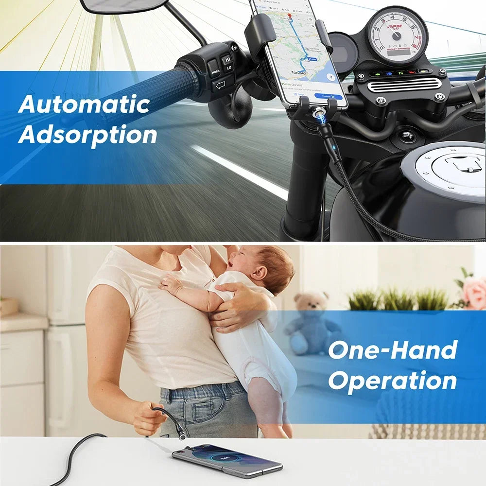 5A Magnetic Cable 540 Rotate Fast Charging Magnetic USB Type C Cable For iPhone 14 Samsung Xiaomi Realme Mobile Phone Cable