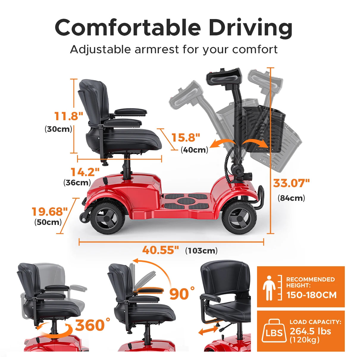 ENGUIE Four-Wheeled Electric Scooter, 250 W, 24 V 12 AH, 6.2 MPH Max Speed, 15.5 Miles Range, Ideal For Short Trips and Urban Living