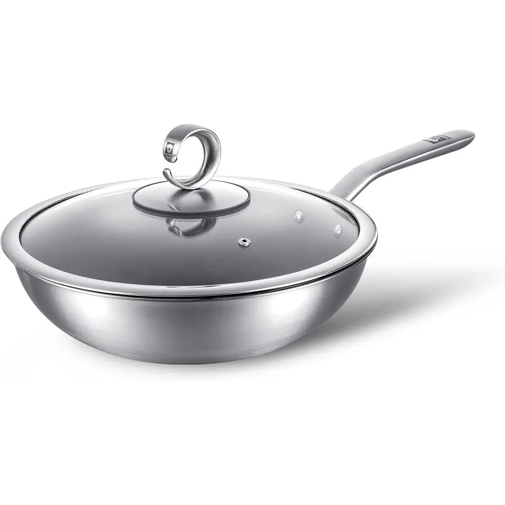 Titanium Wok with Lid - Nonstick Stir Fry Pan, Suitable for All Stoves, Oven and Dishwasher Safe, Durable and Non-Toxic.