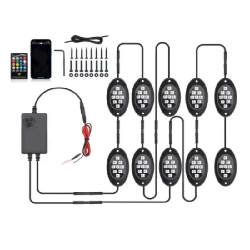 4/6/8/10 Pods, RGB LED Rock Lights For Trucks, APP/Remote Control & Music Mode, For Pickup Off Road RZR SUV ATV UTV Car