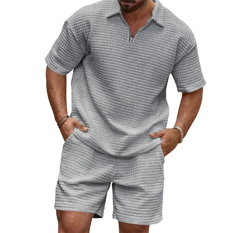 Men's Casual Outfit Short Sleeve Tee with Drawstring Shorts Set for a Stylish Summer Look