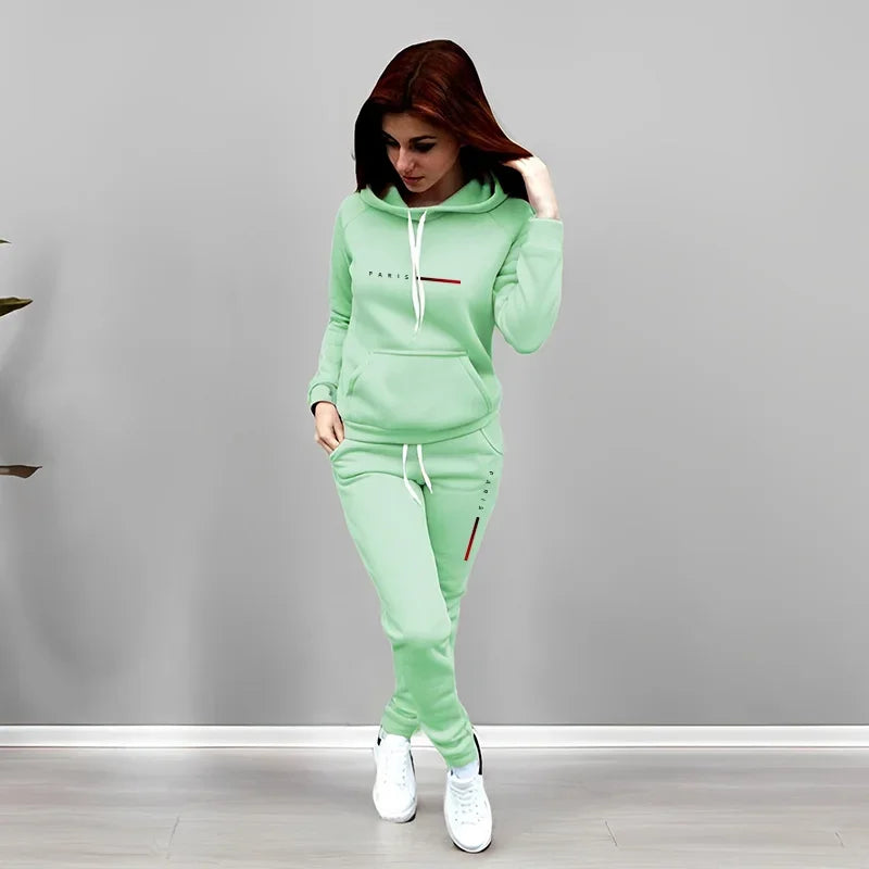 Printing Hooded Suit Quality Ladies Daily Jogging Sport Woman Two piece Set Autumn Winter Women Tracksuit Outfits Fashion Casual