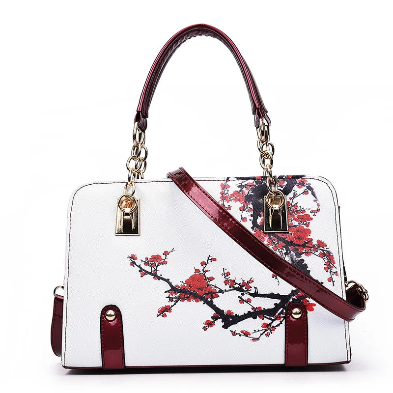 PU leather fashion floral tote bag, zipper closed, adjustable strap, women's crossbody bag, ideal for everyday use and gifts