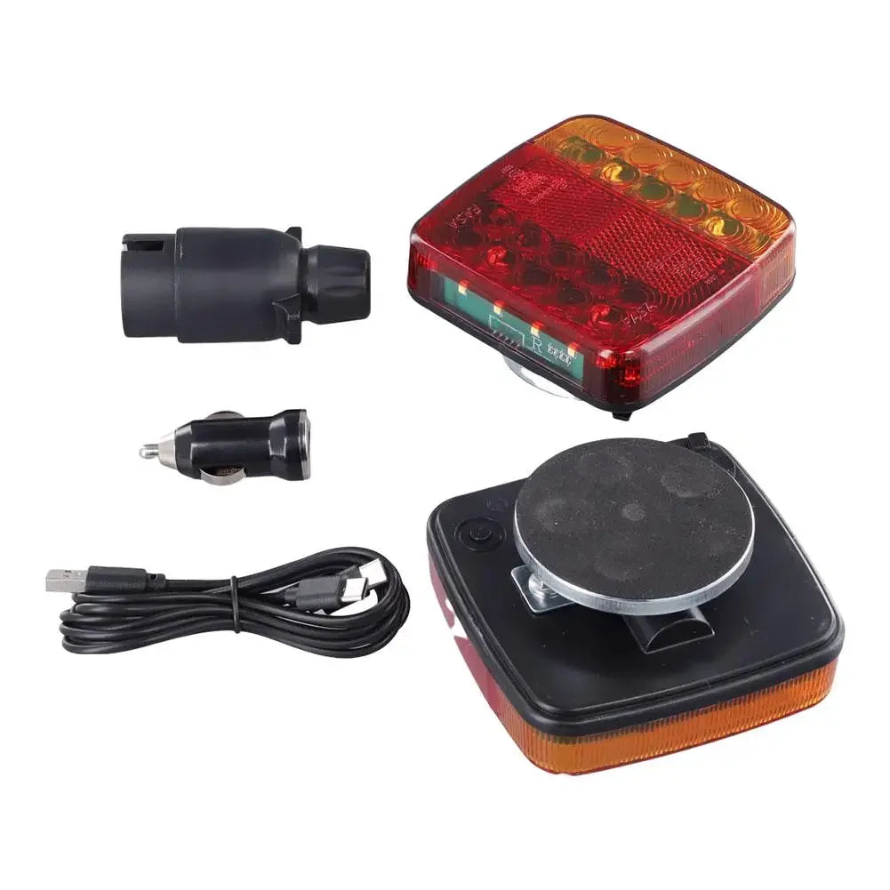 2 Piece Magnetic Wireless Trailer Lights Waterproof Reflective Lens Truck LED Taillights Towing Light Kit For Truck RV Camper Boat