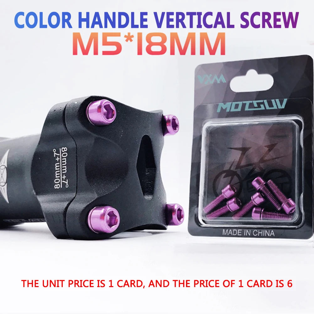 MTB Road Bike Stem Bolts M5x18mm Titanium Plated Allen Hex Head Stem Screws with Washer for Bicycle Accessories