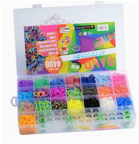1 Box Rubber Loom Band Bracelet Kit Bead Set for DIY Elastic Friendship Bracelet Girls Jewelry Make Creation Knitting Accessory