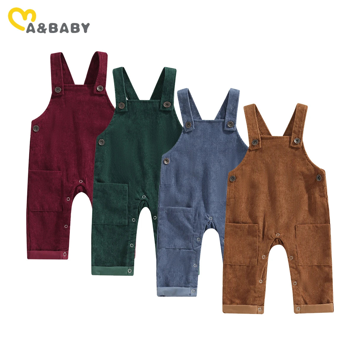 ma&baby 0-5Y Toddler Infant Kid Boy Girl Overalls Corduroy Sleeveless Button Romper Jumpsuit Children Clothing