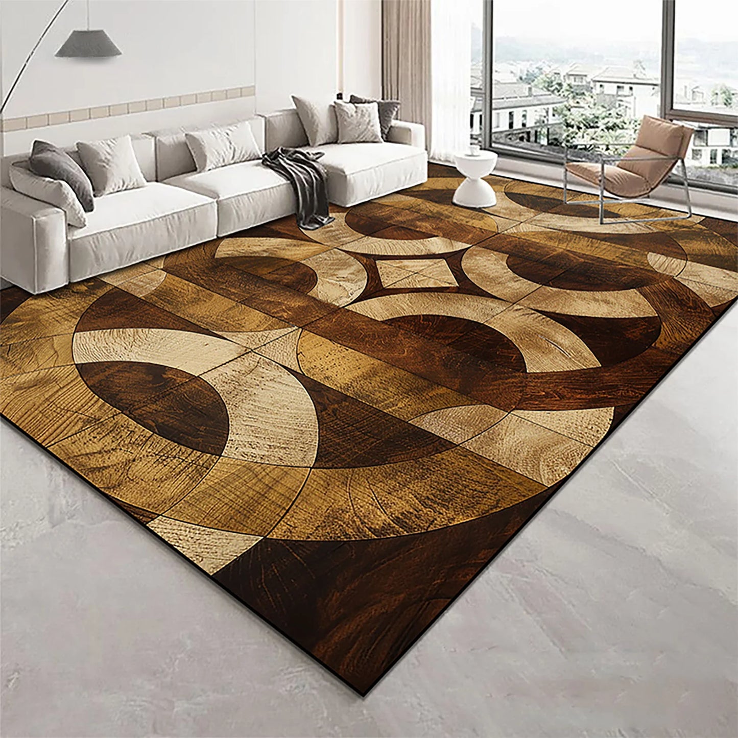 Modern Golden Geometry Carpet for Living Room Light Luxury Rugs for Bedroom Decor Large Area Lounge Sofa Side Floor Mats 200x300