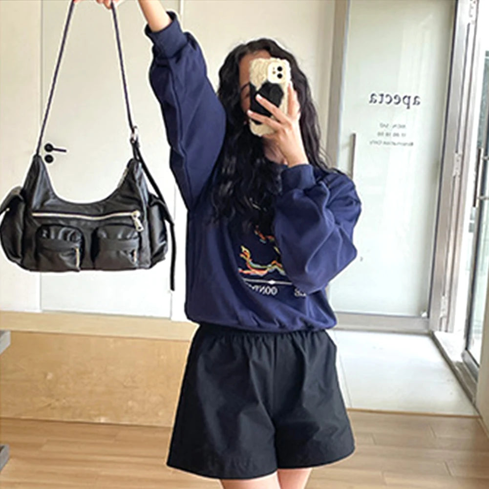 Large Capacity Sling Bags Women's Multi-Pocket Purse Crossbody Hobo Bag Girl Stylish Purse Ladies Solid Versatile Crossbody Bag