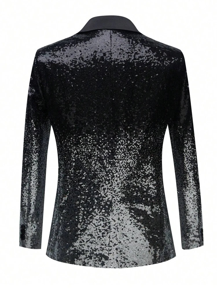 Men's single-piece top sequin sparkling prom suit jacket single button and sports jacket tuxedo, suitable for wedding banquet