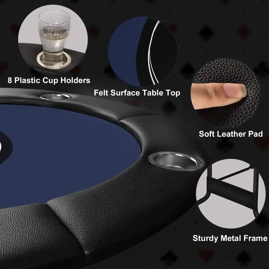 Player Foldable Poker Table for Adults Professional Casino Design w Padded Rail amp Deep Cup Holders HeavyDuty Steel Frame Porta