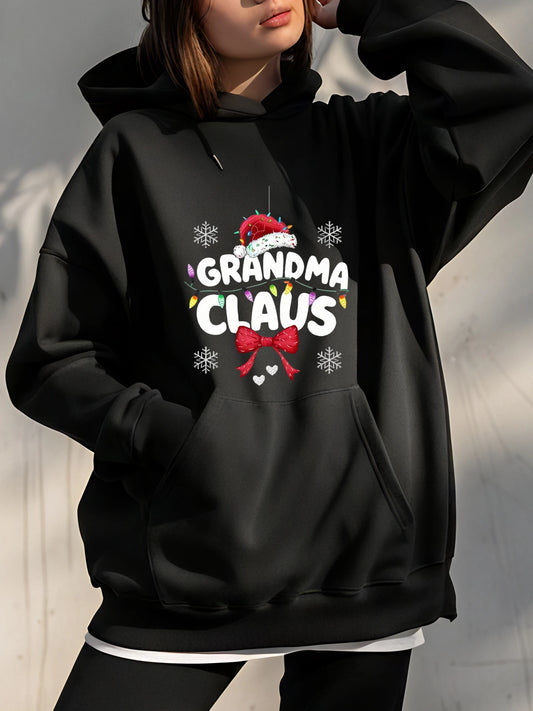 Christmas Grandma Claus Hoodie Women's Christmas Print Sweatshirt Holiday Casual Winter Wear for Women