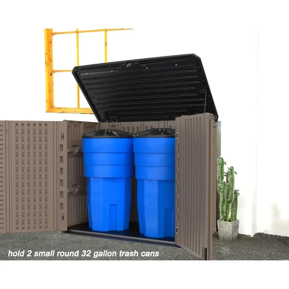 2025-New-Horizontal Resin Storage Shed, 34 Horizontal Cu.ft Outdoor Storage Cabinet Waterproof for Garden/Backyard/Home/Pool, Lo