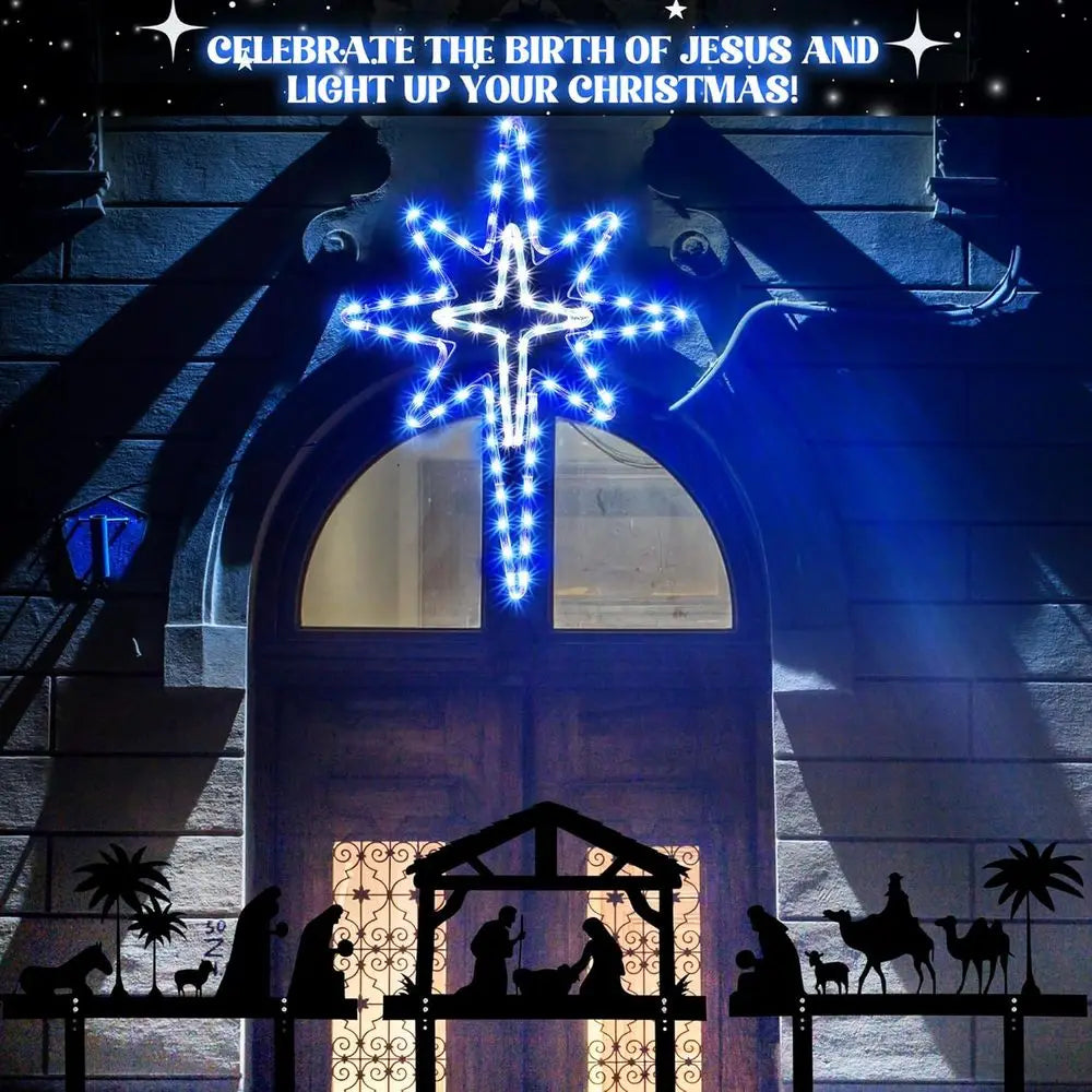 149 LED Star of Bethlehem Christmas Tree Lights with Nativity Garden Stakes for Outdoor Xmas Decor