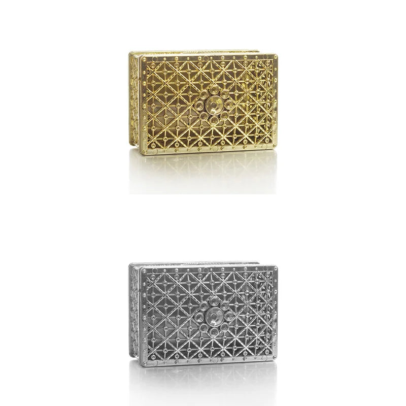 2 Piece Mini Treasure Storage Jewelry Box Gold, Silver color Hollow Flower Pattern Jewelry Case Boxes for Necklace Earring Ring