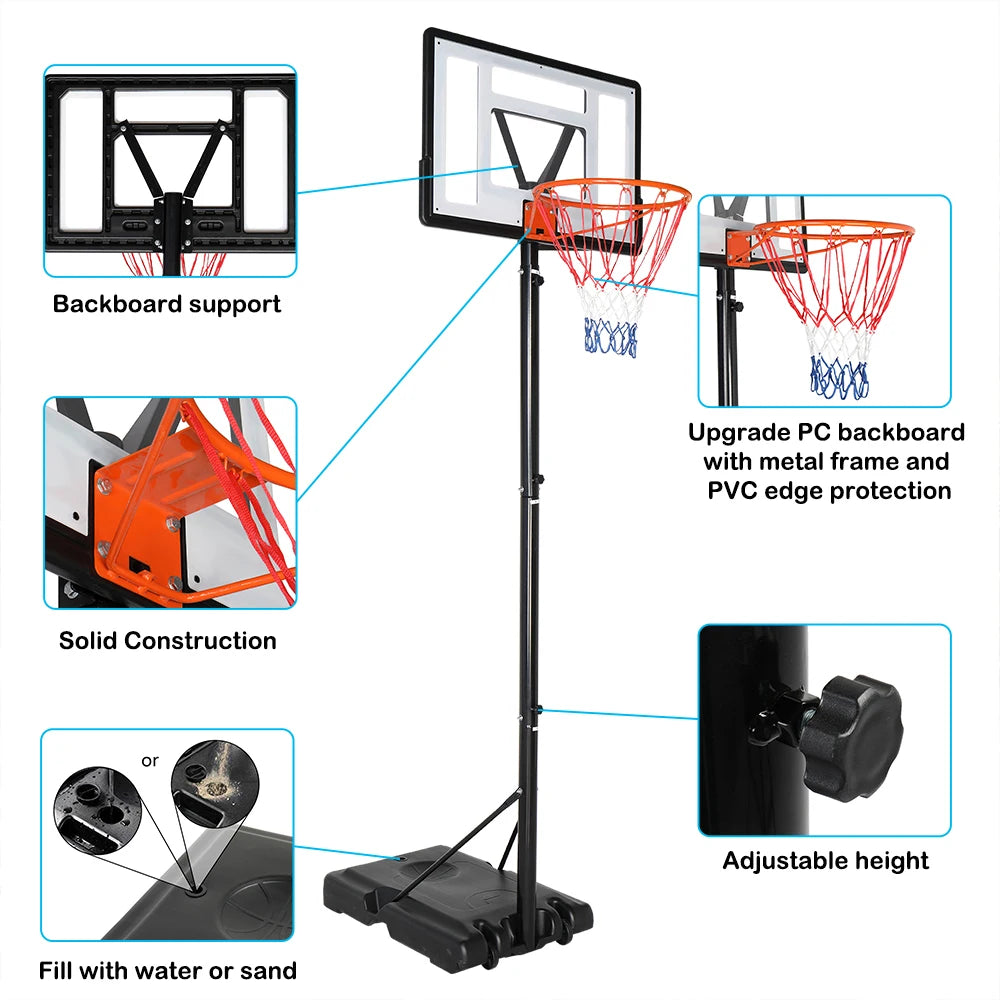 Basketball Hoop Outdoor Portable Basketball Goals, Adjustable Height 7ft - 10ft for Adults & Teenagers