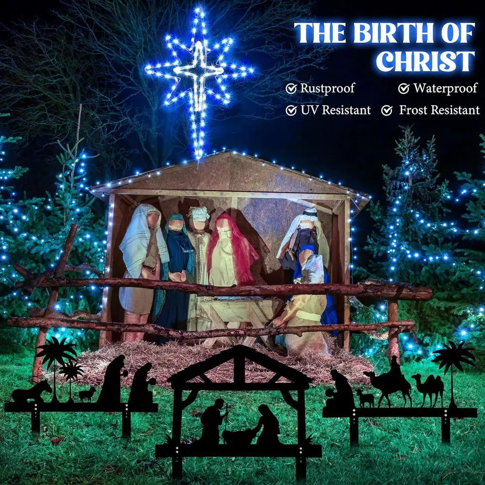 149 LED Star of Bethlehem Christmas Tree Lights with Nativity Garden Stakes for Outdoor Xmas Decor