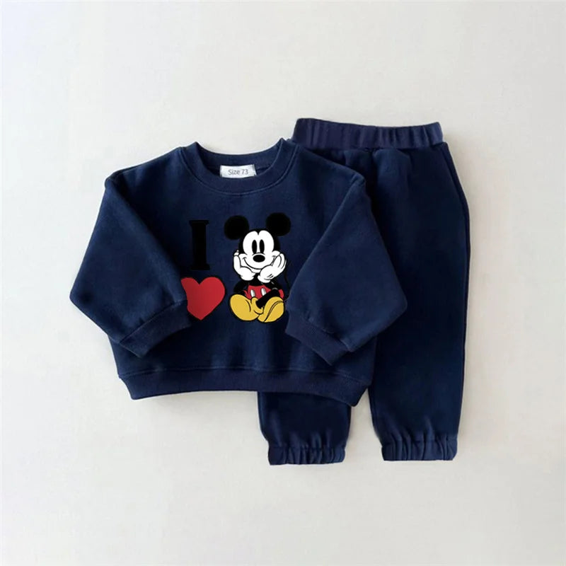 2 Piece Kids Girl / Boy Thicken Clothes Outfits Lovely Printed Sweatshirt + Pant Children Baby Clothing for Autumn Winter