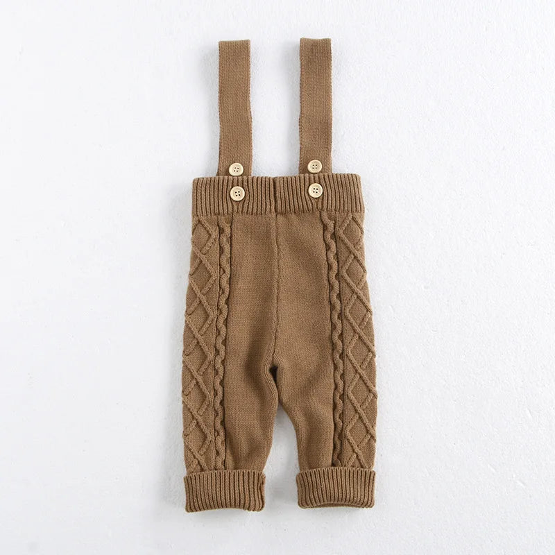2025 Baby Autumn and Winter New Twist Knitted Overalls Set Boys and Girls Pullover Sweater Jumpsuit  Newborn Photography Romper