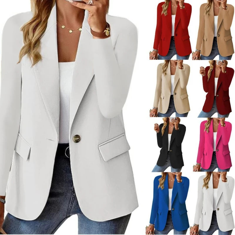 2025 Popular Autumn Long-sleeved Solid Color Cardigan Small Blazer Women Blazer Women Blazer Femme Vetement Femme