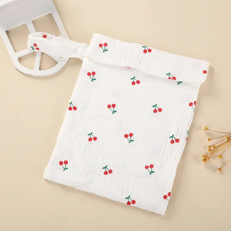 25*20cm Multifunctional Baby Diapper Bag Reusable Solid Color Travel Nappy Pouch Soft Cotton Mummy Storage Bag Baby Stroller Bag