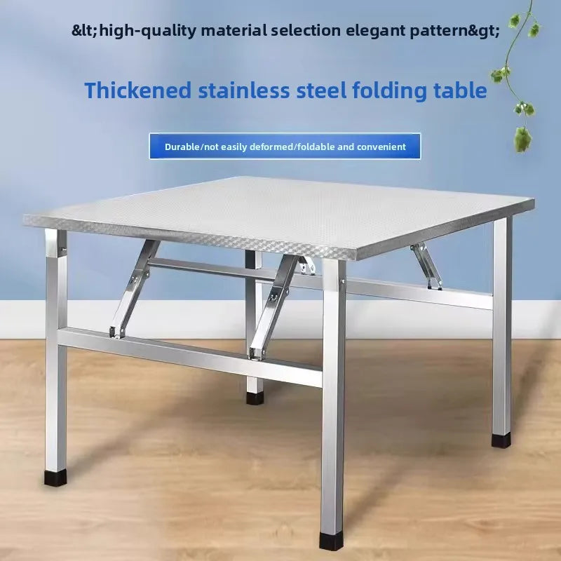 Free Installation Integrated Structure Stainless Steel Folding Table, Commercial Portable Workbench, Thickened Steel Surface, Su