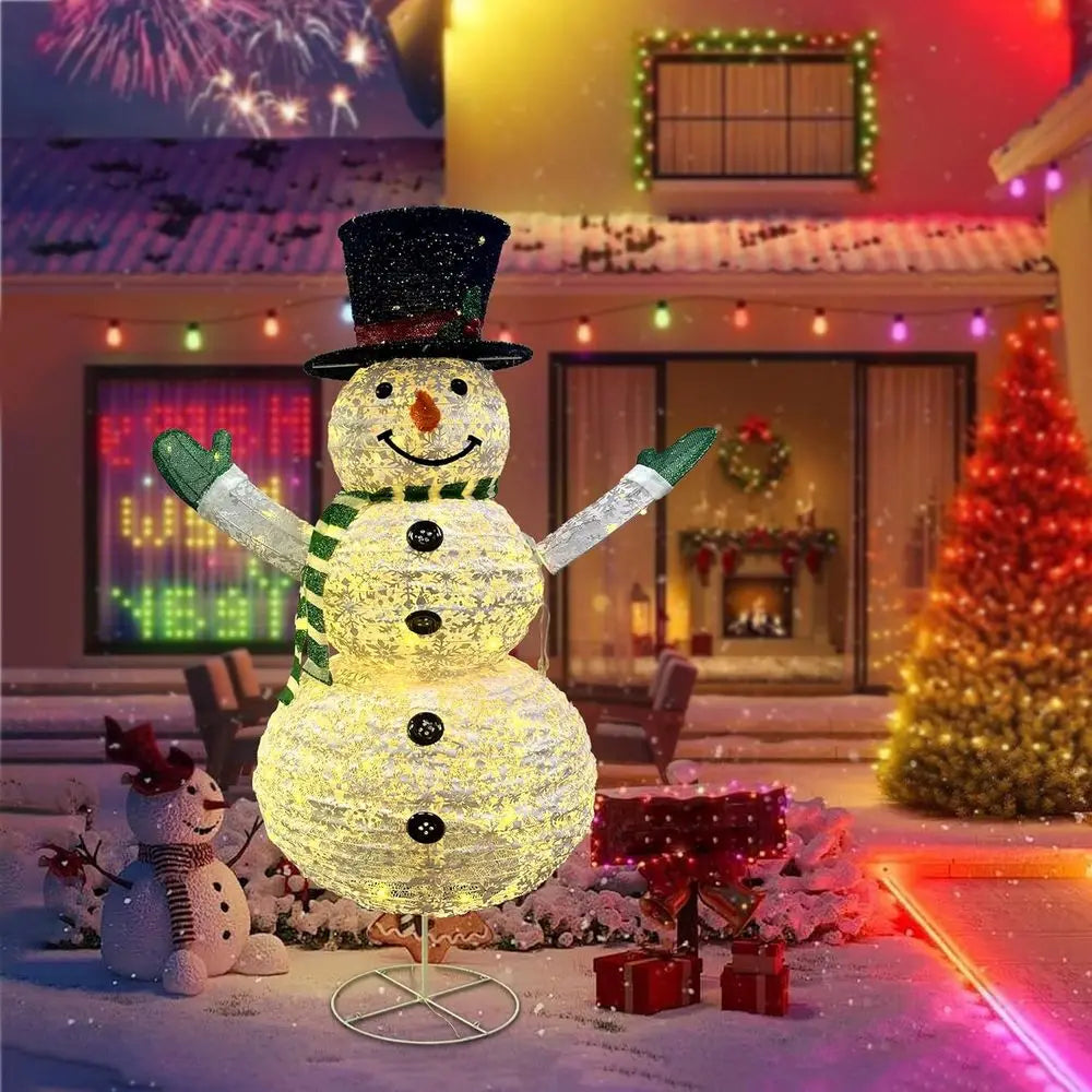48 Tall Collapsible LED Snowman with 100 Lights - Outdoor Holiday Decor for Christmas, New Year, Winter