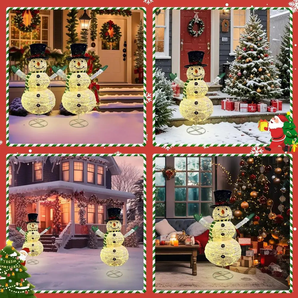 48 Tall Collapsible LED Snowman with 100 Lights - Outdoor Holiday Decor for Christmas, New Year, Winter