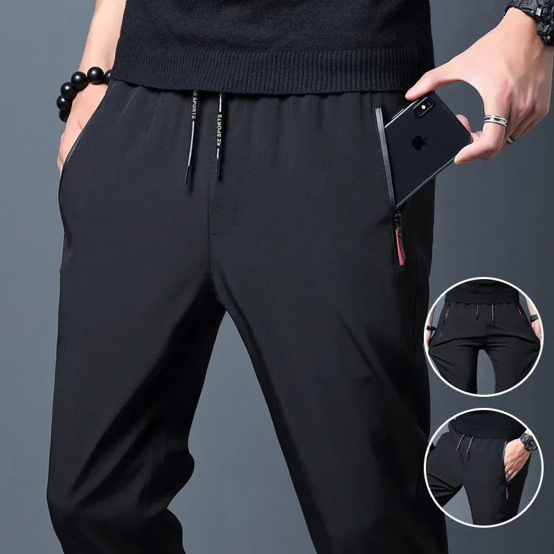 Men's Casual Pants Stretch Slim Fit Elastic Waist Jogger Korean Classic Blue Black Gray Male Brand Trousers Plus Size